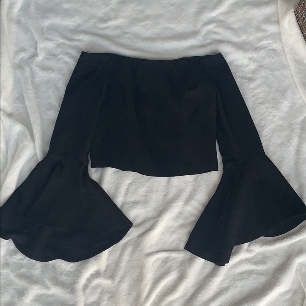 Black off the shoulder shirt